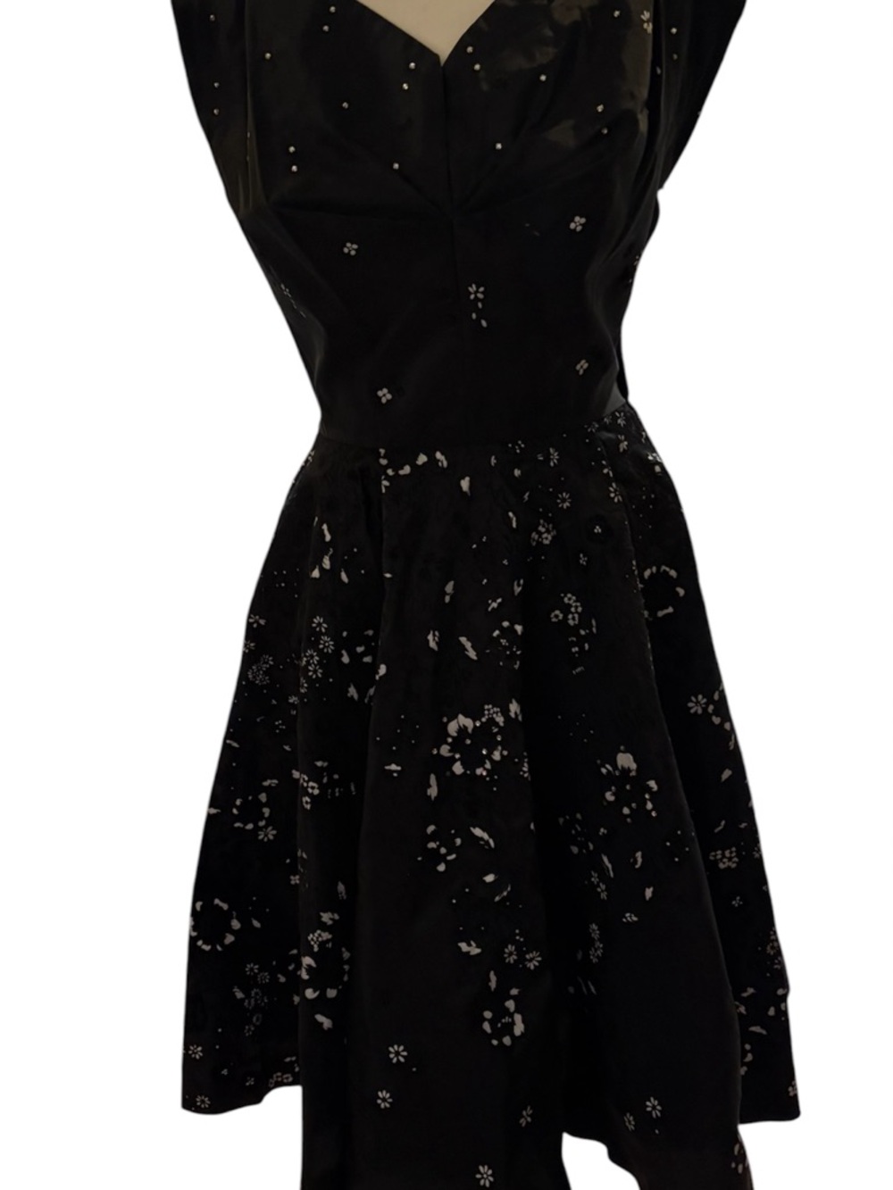 Vintage 50’s - 60’s Black Embellished Fit-and-Flare Dress. Custom made. No label